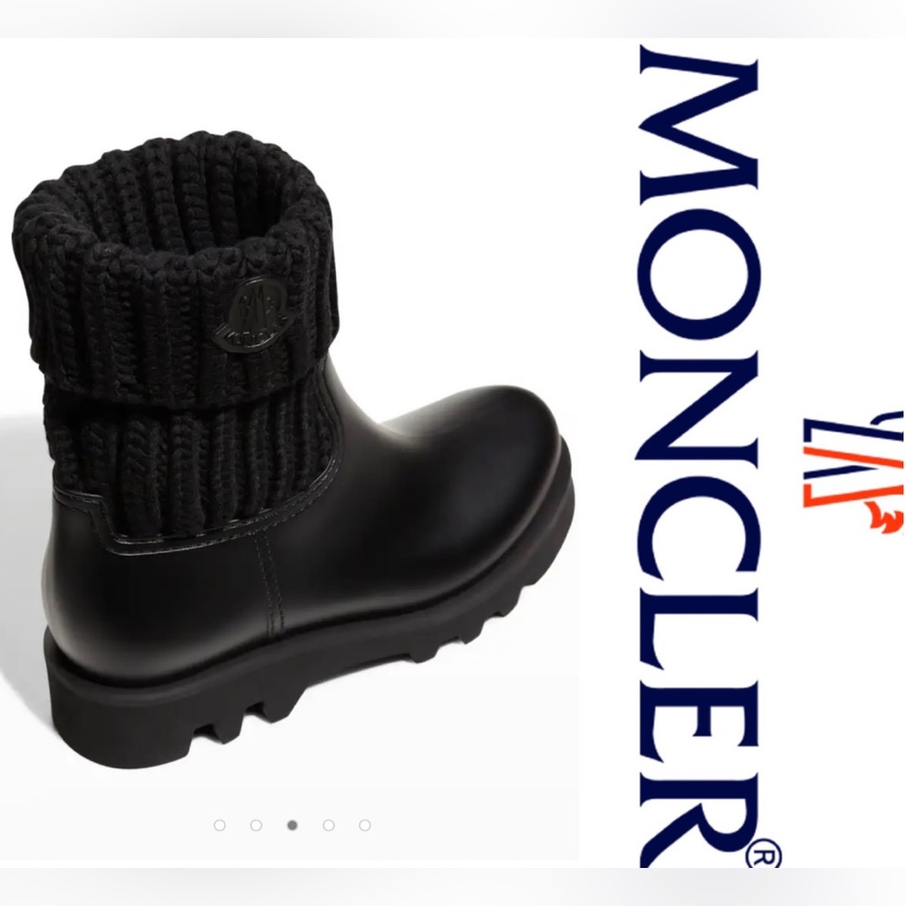 Moncler Ginette Knit Waterproof Rain Boots Size 40/10 Women